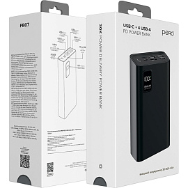 Внешний аккумулятор (power bank) Pero PB07 30000 мАч 22.5W чёрный (4673759570122)