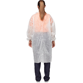 Халат одноразовый на кнопках белый (размер 52-54, ХXL, 10 штук в упаковке)