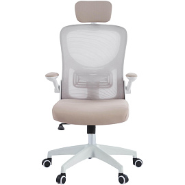 Кресло для руководителя Chairman CH633 белое/бежевое (сетка/ткань, пластик)