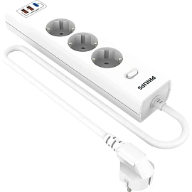 Сетевой фильтр Philips CHP4336WB/51 3р/3м с USB, 10А, белый
