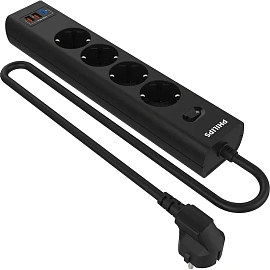 Сетевой фильтр Philips CHP4346BA/51 4р/2м с USB, 10А, черный