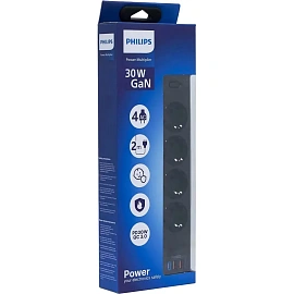 Сетевой фильтр Philips CHP8246BA/51 на 4 розетки 2 метра + 2 USB