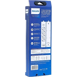Сетевой фильтр Philips CHP8246BB/51 на 4 розетки 3 метра + 2 USB