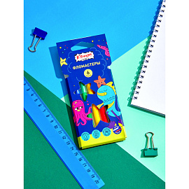 Фломастеры Комус Класс Максики 6 цветов с вентилируемыми колпачками смываемые