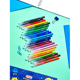 Фломастеры Комус Класс Максики 24 цвета с вентилируемыми колпачками смываемые