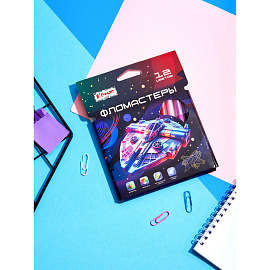 Фломастеры Комус Класс Star way 12 цветов с вентилируемыми колпачками смываемые