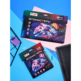 Фломастеры Комус Класс Star way 12 цветов с вентилируемыми колпачками смываемые