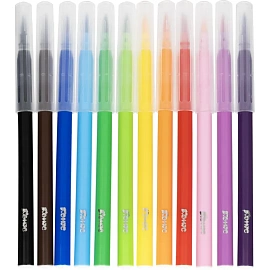 Фломастеры Комус Класс Максики кисточки 12 цветов с вентилируемыми колпачками смываемые