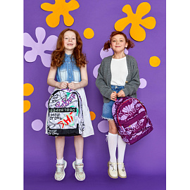 Рюкзак школьный Комус Класс Shape граффити серый