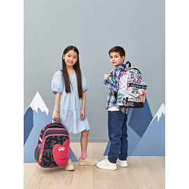 Рюкзак школьный Комус Класс Shape граффити серый