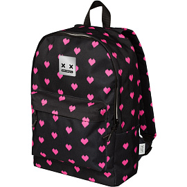 Рюкзак школьный Комус Класс Shape, Сердечки, Черный, 1 отд