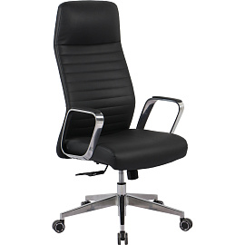 Кресло для руководителя Easy Chair 505 TL чёрное (кожа/ПВХ, алюминий)