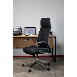 Кресло для руководителя Easy Chair 505 TL чёрное (кожа/ПВХ, алюминий)