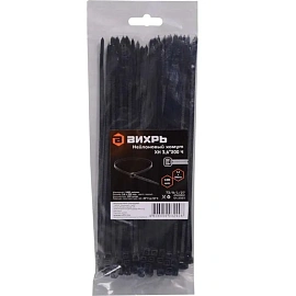 Хомут (стяжка) пластиковый Вихрь 200x3.6 мм черный 100 штук
