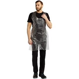 Фартук одноразовый M полиэтиленовый 6 мкм белый в пласте (100 штук в упаковке)