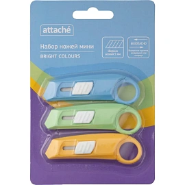 Набор ножей универсальных безопасных мини Attache 9 мм (3 штуки в упаковке, SX18-8X3)