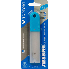 Лезвие сменное сегментированное TOPFORT стальное 18 мм прямоугольное (10 штук в упаковке, SX18S-10)