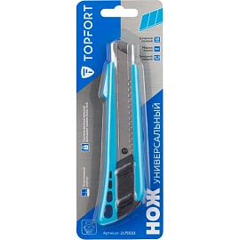 Нож универсальный TOPFORT усиленный с фиксатором 18 мм синий (SX770N)