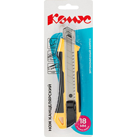 Нож универсальный Комус 18 мм пластиковый со вставками мет направл