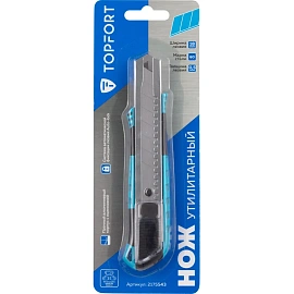 Нож универсальный TOPFORT 18 мм алюминиевый со вставками мет направл