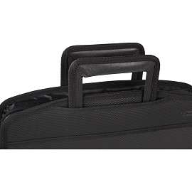 Папка-портфель пластиковая Комус А4+ черная (35х27.5 см, 5 отделений) выдвижные ручки