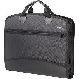 Папка-портфель пластиковая Комус А4+ черная (37.5х28 см, 5 отделений)