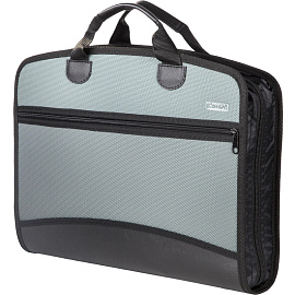 Папка-портфель пластиковая Комус А4+ хаки (37.5х28 см, 5 отделений)