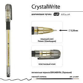 Ручка шариковая неавтоматическая Bruno Visconti Crystal Write черная (толщина линии 0.36 мм) фото Ручка шариковая неавтоматическая Bruno Visconti Crystal Write черная (толщина линии 0.36 мм)