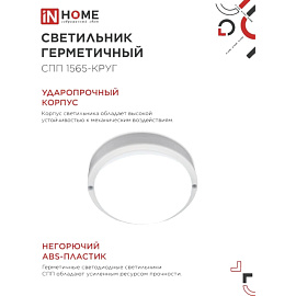 Светильник ЖКХ In Home СПП 1565-КРУГ 15Вт 1350Лм IP65 белый
