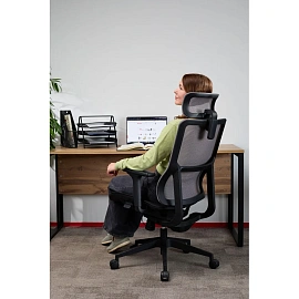 Кресло для руководителя Easy Chair 601 MC серое/чёрное (сетка, пластик)