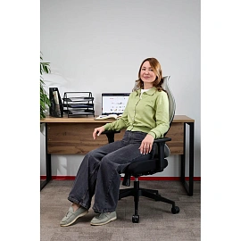 Кресло для руководителя Easy Chair 603 MC серое/чёрное (сетка/ткань, пластик)