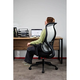 Кресло для руководителя Easy Chair 603 MC серое/чёрное (сетка/ткань, пластик)