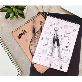 Ручка гелевая неавтоматическая Crown HJR-500R черная (толщина линии 0.5 мм)