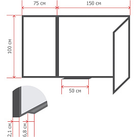 Доска магнитно-маркерная 100x300 см трехсекционная лаковая алюминиевая рама Attache