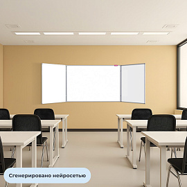 Доска магнитно-маркерная 100x300 см трехсекционная лаковая алюминиевая рама Attache