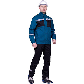 Куртка рабочая летняя мужская Стронг с СОП бирюзовая/чёрная (размер 60-62, рост 170-176)