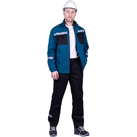 Куртка рабочая летняя мужская Стронг с СОП бирюзовая/чёрная (размер 60-62, рост 170-176)