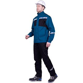 Куртка рабочая летняя мужская Стронг с СОП бирюзовая/чёрная (размер 60-62, рост 182-188)