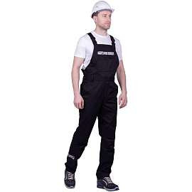 Полукомбинезон рабочий летний мужской Стронг с СОП чёрный (размер 44-46, рост 170-176)