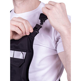 Полукомбинезон рабочий летний мужской Стронг с СОП чёрный (размер 44-46, рост 170-176)