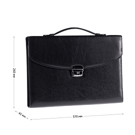 Портфель OfficeSpace "Planeta", кожзам, черный, 3 отделения, метал. замок