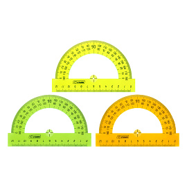 Транспортир 12см, 180° СТАММ, пластиковый, прозрачный, неоновые цвета, ассорти фото Транспортир 12см, 180° СТАММ, пластиковый, прозрачный, неоновые цвета, ассорти