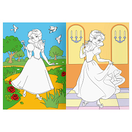 Раскраска с цв. фоном А4, 16 стр., ТРИ СОВЫ "Бал принцесс