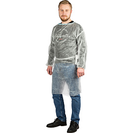 Халат одноразовый (накидка) на завязках белый (универсальный размер, 10 штук в упаковке)