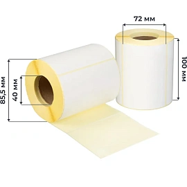 Термоэтикетки 100х72 мм ЭКО 40 мм диаметр втулки (24 рулона по 500 этикеток)