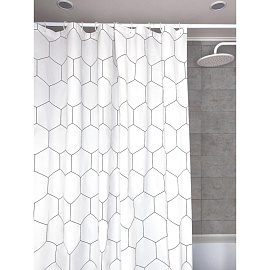Штора для ванной с принтом Fresh Code Гекса 180х180 см ПЕВА белая
