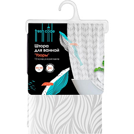 Штора для ванной с принтом Fresh Code Узоры 180х180 см полиэтилен белая