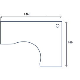 Стол эргономичный СП-Бюджет 2365.29 правый (белый шагрень, 1360х900х740 мм)