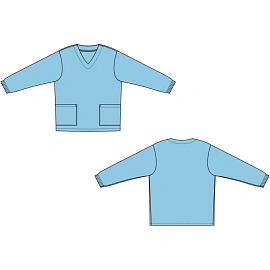 Костюм для пищевого производства м05-КБР голубой тиси с длинным рукавом (120 г/кв.м, размер 48-50, рост 170-176)