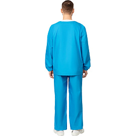 Костюм для пищевого производства м05-КБР голубой тиси с длинным рукавом (120 г/кв.м, размер 48-50, рост 170-176)